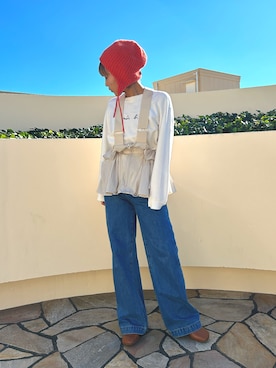 「OVERRIDE」｜「アイテム（スウェット）」を使った、akiさん（レディース・156cm）の秋コーディネート