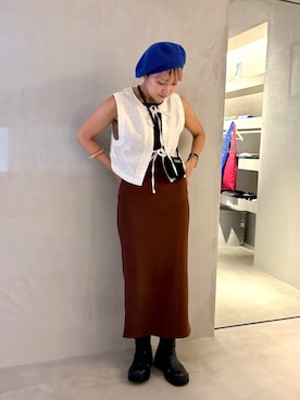 「アイテム（ハンチング/ベレー帽）」を使った、akiさん（レディース・156cm）の夏コーディネート