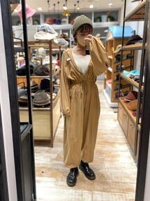 BASERANGEベースレンジ ストライプ柄シャツオールインワン　ジャンプスーツ BASERANGEベースレンジ ストライプ柄シャツオールインワン