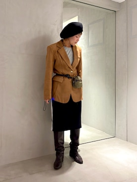 「アイテム（ハンチング/ベレー帽）」を使った、akiさん（レディース・156cm）の秋コーディネート