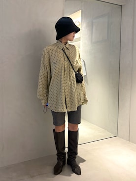 「Chapeau d' O（シャポードオー）のChapeau d' O  TM Hem Boucle Tulip / シャポードオー（ハット、ブラック系）」を使った、akiさん（レディース・156cm）の秋コーディネート