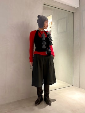 「アイテム（ニットキャップ/ビーニー）」を使った、akiさん（レディース・156cm）の秋コーディネート