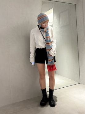 「アイテム（ニットキャップ/ビーニー）」を使った、akiさん（レディース・156cm）の秋コーディネート