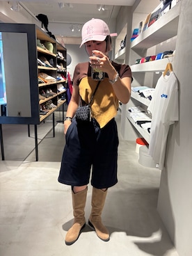 「NEW ERA（ニューエラ）のNEW ERA    9FORTY Rhinestone / ニューエラ（キャップ、ピンク系）」を使った、akiさん（レディース・156cm）の秋コーディネート