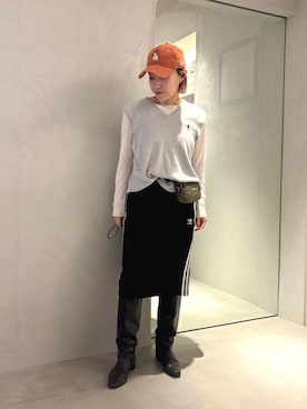 「アイテム（キャップ）」を使った、akiさん（レディース・156cm）の秋コーディネート