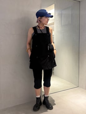 「NEW ERA（ニューエラ）の【別注】NEW ERA  940 MLB（帽子、ブルー系）」を使った、akiさん（レディース・156cm）の夏コーディネート