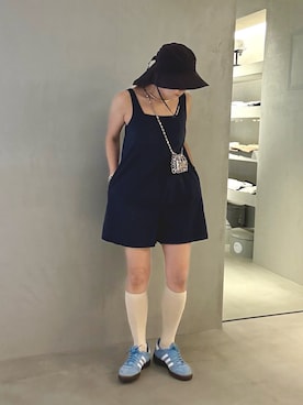 「アイテム（ハット、ブラウン系）」を使った、akiさん（レディース・156cm）の夏コーディネート