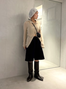 「アイテム（ハンチング/ベレー帽）」を使った、akiさん（レディース・156cm）の秋コーディネート