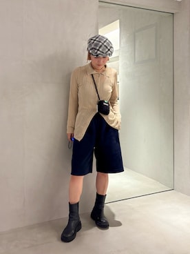 「アイテム（ハンチング/ベレー帽）」を使った、akiさん（レディース・156cm）の秋コーディネート