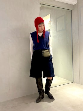 「アイテム（ニットキャップ/ビーニー）」を使った、akiさん（レディース・156cm）の秋コーディネート