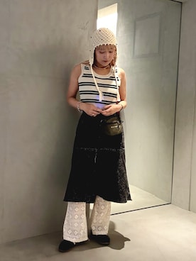「アイテム（ニットキャップ/ビーニー）」を使った、akiさん（レディース・156cm）の夏コーディネート