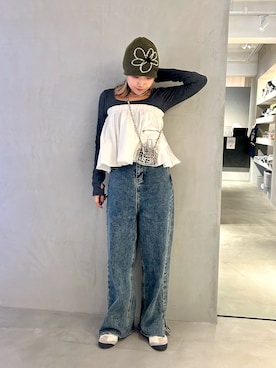 「リバーシブル」｜「アイテム（帽子）」を使った、akiさん（レディース・156cm）の冬コーディネート
