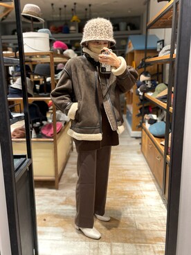 「OVERRIDE」｜「アイテム（ブルゾン）」を使った、akiさん（レディース・156cm）の冬コーディネート