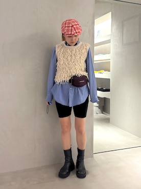 「アイテム（ハンチング/ベレー帽）」を使った、akiさん（レディース・156cm）の秋コーディネート