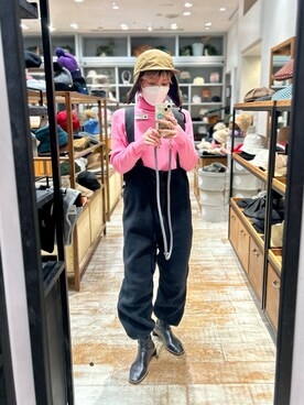 「ショートブーツ」｜「アイテム（オールインワン・サロペット）」を使った、akiさん（レディース・156cm）の冬コーディネート