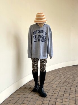 「OVERRIDE」｜「アイテム（スウェット）」を使った、akiさん（レディース・156cm）の冬コーディネート