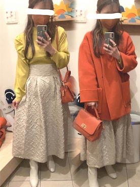 「イエローコーデ」｜「アイテム（その他アウター）」を使った、こたつんさん（レディース・158cm）の冬コーディネート