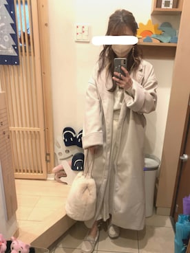 「ムートン」｜「アイテム（チェスターコート）」を使った、こたつんさん（レディース・158cm）の冬コーディネート