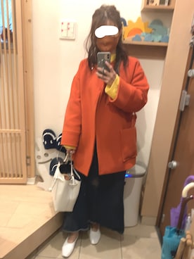 「イエローコーデ」｜「アイテム（その他アウター）」を使った、こたつんさん（レディース・158cm）の冬コーディネート