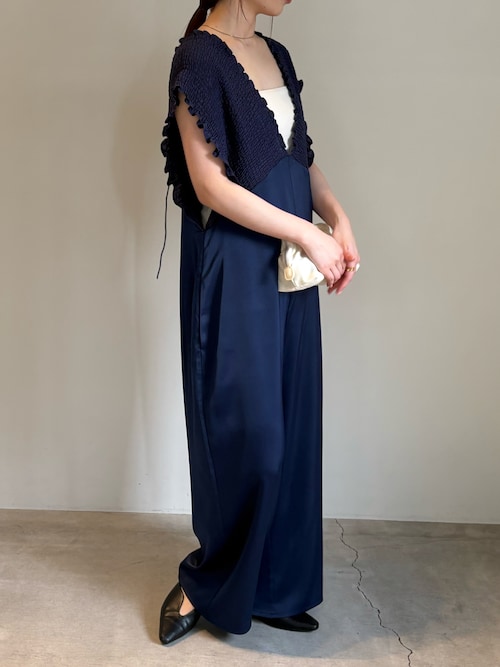 オケージョン/結婚式】シャーリングデザインオールインワン（パンツ