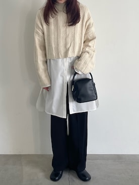 「select MOCA by son（セレクトモカバイソン）のアイテム（ニット/セーター）」を使った、ranさん（レディース・161cm）の冬コーディネート