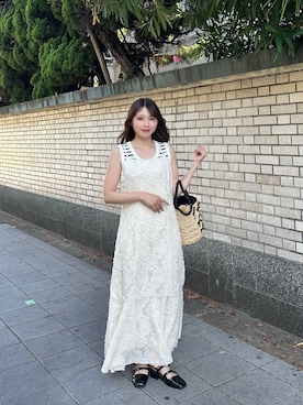「アイテム（かごバッグ）」を使った、saori.さん（骨格ナチュラル・レディース・150cm）の夏コーディネート