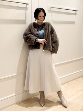 「スカートコーデ」｜shiraさん（レディース・155cm）の冬コーディネート