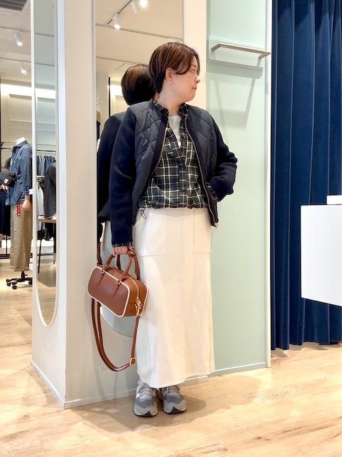 中綿×ニット切替ノーカラージャケット（ブルゾン）｜MICO COULIER