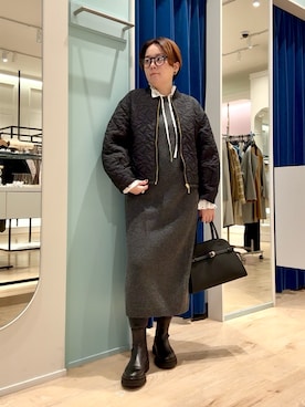 「アイテム（トートバッグ）」を使った、shiraさん（レディース・155cm）の秋コーディネート