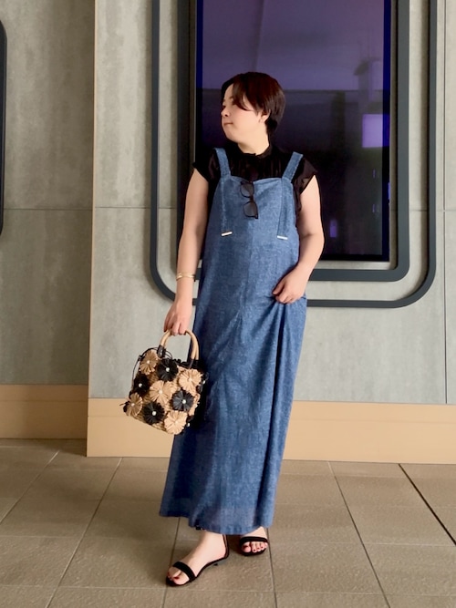 ミミADORE イージーコットンワンピース 定価4.1 千円 キャメル ワンピースベーシックギャザーフレアコットンキャミワンピース