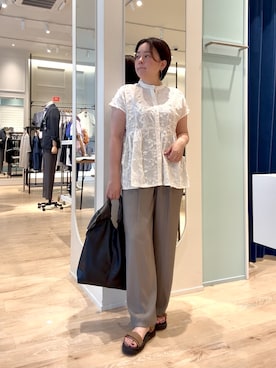 「NOLLEY'S LIGHT（ノーリーズライト）のアイテム（パンツ）」を使った、shiraさん（レディース・155cm）の夏コーディネート