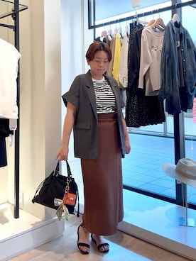 「ボーダートップス」｜shiraさん（レディース・155cm）の夏コーディネート