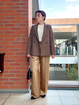 「アイテム（テーラードジャケット）」を使った、shiraさん（レディース・155cm）の秋コーディネート