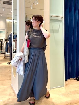 「NOLLEY'S LIGHT（ノーリーズライト）のアイテム（パンツ）」を使った、shiraさん（レディース・155cm）の夏コーディネート