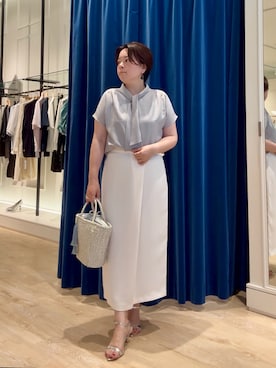 「ボウタイブラウス」｜shiraさん（レディース・155cm）の夏コーディネート