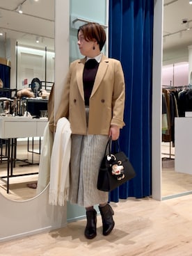 「アイテム（トートバッグ）」を使った、shiraさん（レディース・155cm）の秋コーディネート