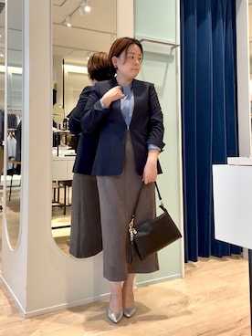 「アイテム（ノーカラージャケット）」を使った、shiraさん（レディース・155cm）の冬コーディネート