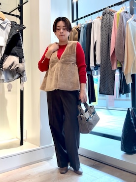 「MICO COULIER（ミコクリエ）のラインテープ2WAYミニトートバッグ（トートバッグ）」を使った、shiraさん（レディース・155cm）の秋コーディネート