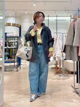 「MICO COULIER（ミコクリエ）のクリアツイル撥水スタンドカラーコート（その他アウター、グレー系）」を使った、shiraさん（レディース・155cm）の冬コーディネート