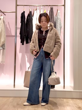 「アイテム（ブルゾン、イエロー系）」を使った、shiraさん（レディース・155cm）の冬コーディネート