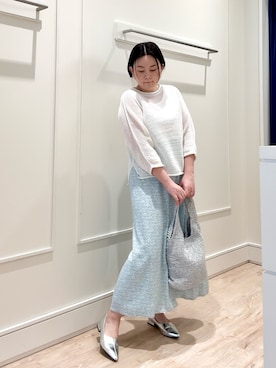 「フラワープリント」｜「アイテム（ニット/セーター）」を使った、shiraさん（レディース・155cm）の春コーディネート
