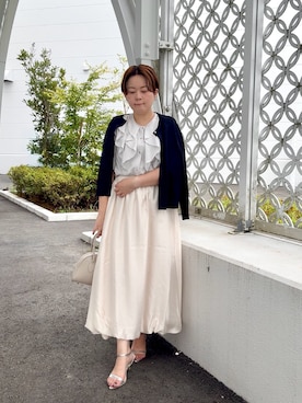 「アイテム（ニット/セーター、シルバー系）」を使った、shiraさん（レディース・155cm）の夏コーディネート