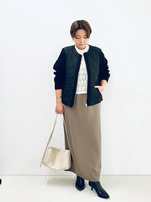 中綿×ニット切替ノーカラージャケット（ブルゾン）｜NOLLEY'S