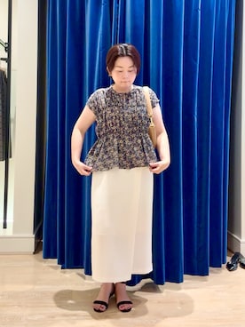 「フラワープリント」｜「アイテム（ショルダーバッグ）」を使った、shiraさん（レディース・155cm）の夏コーディネート