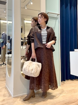 「アイテム（スカート）」を使った、shiraさん（レディース・155cm）の秋コーディネート