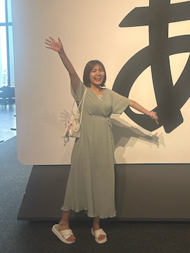 「アイテム（ワンピース/ドレス、グリーン系）」を使った、Yuinaさん（レディース・161cm）の夏コーディネート