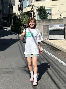 「ピンクスニーカー」｜Yuinaさん（レディース・161cm）の夏コーディネート