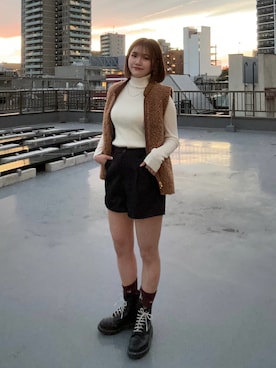 「アイテム（その他アウター、ブラウン系）」を使った、Yuinaさん（レディース・162cm）の秋コーディネート