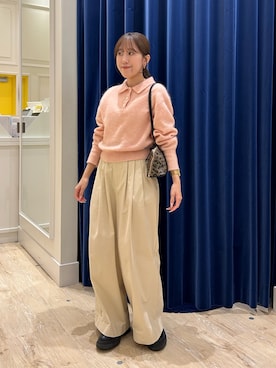 「NOLLEY’S（ノーリーズ）の【MAQWEL/マクウェル】ウォッシャブルタックワイドパンツ（その他パンツ）」を使った、ayakaさん（レディース・156cm）の冬コーディネート