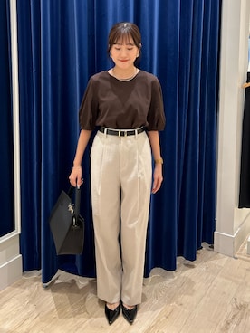 「NOLLEY’S Sophi（ノーリーズソフィ）のアイテム（パンツ）」を使った、ayakaさん（レディース・156cm）の夏コーディネート
